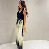 Saia midi Ottod'ame acetinada com print tie dye azul