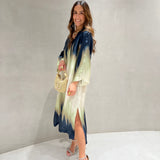Vestido midi Ottod'ame acetinado com print tie dye