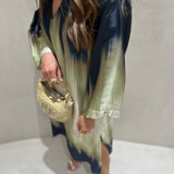 Vestido midi Ottod'ame acetinado com print tie dye