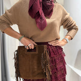 Saia em Tricot Bordeaux com Folhos Mara | CECILIA PRADO