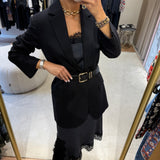 Blazer em Fazenda de Lã Preto | Semicouture