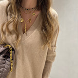 Camisola camel em malha de lã e caxemira Semicouture