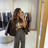 T-shirt Café com Logótipo Branco | ba&sh