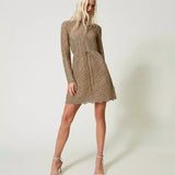 Vestido curto TWINSET  dourado em malha lurex