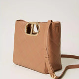 Mala TWINSET com Alça e Pega Oval em Camel