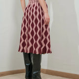 Saia Midi em Tricot Bordeaux e Rosa Francis | CECILIA PRADO