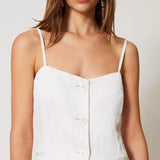 Colete TWINSET em cetim branco com textura