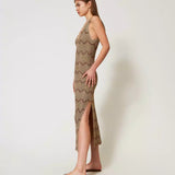 Vestido midi TWINSET em malha lurex bicolor