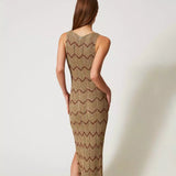 Vestido midi TWINSET em malha lurex bicolor