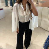 Camisa branca em musselina SEMICOUTURE com mangas abertas