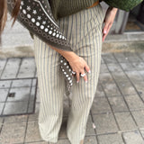 Calça Pantalona em Sarja Sálvia | VIOLETA