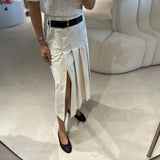 Saia midi ecru SEMICOUTURE com pregas