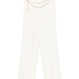 Calça Palazzo Ecru em Crepe com Cinto | TWINSET