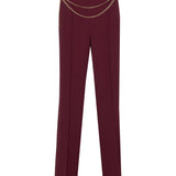 Calça Palazzo Bordeuax em Crepe com Cinto | TWINSET