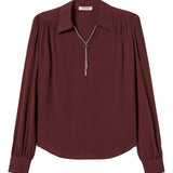 Blusa Bordeuax com Corrente e Franzidos | TWINSET