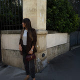 Blazer em Camurça Castanho Flora | Semicouture