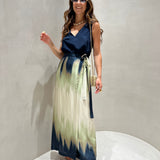 Saia midi Ottod'ame acetinada com print tie dye azul