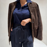 Blazer em Camurça Castanho Flora | Semicouture