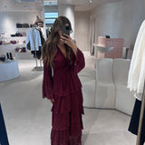 Vestido em Tricot Bordeaux com Folhos Marcela | CECILIA PRADO