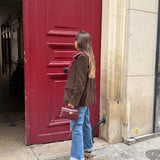 Blazer em Camurça Castanho Flora | Semicouture