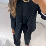 Blazer Oversize em Lã Preto Isabella | SEMICOUTURE