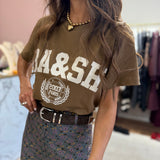 T-shirt Café com Logótipo Branco | ba&sh