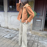 Calça Pantalona em Sarja Sálvia | VIOLETA