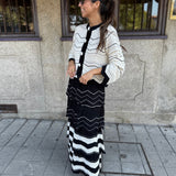 Casaco Curto em Tricot Preto e Branco Ivete | CECILIA PRADO