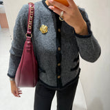 Cardigan em Malha de Alpaca Cinza Dulcinea | SEMICOUTURE