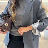 Blazer Oversize em Lã Cinza Isabella | SEMICOUTURE