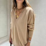 Camisola camel em malha de lã e caxemira Semicouture