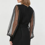 Vestido TWINSET com mangas transparentes e bufantes