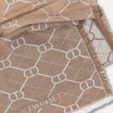 Écharpe Bege com Monograma e Franjas | TWINSET