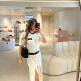 Saia midi ecru SEMICOUTURE com pregas