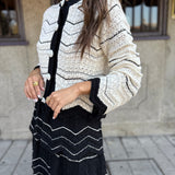 Casaco Curto em Tricot Preto e Branco Ivete | CECILIA PRADO