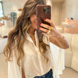 Camisa branca em musselina SEMICOUTURE com mangas abertas
