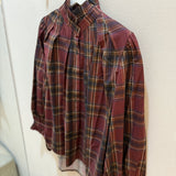 Blusa com Gola de Folhos Xadrez Bordeaux | VIOLETA