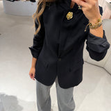 Blazer em Fazenda de Lã Preto | Semicouture