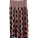 Saia Midi em Tricot Bordeaux e Rosa Francis | CECILIA PRADO