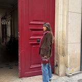 Blazer em Camurça Castanho Flora | Semicouture