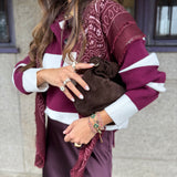 Polo Luka em Malha Leve com Risca Larga Bordeaux | VIOLETA