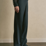 Calça em Flanela de Lã Cinza Anthracite Agaria | SEMICOUTURE