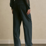 Calça em Flanela de Lã Cinza Anthracite Agaria | SEMICOUTURE