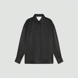 Camisa Oversized em Seda Cinza Conchita | SEMICOUTURE