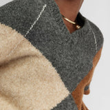 Camisola Oversized em Mistura de Alpaca Cinza e Camel Gaston | SEMICOUTURE