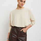 Camisola de Malha Ecru com Decote Redondo  | ottod'ame