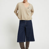 Camisola de Malha Bege com Decote em V | ottod'ame