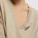 Camisola de Malha Bege com Decote em V | ottod'ame