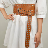 Cinto Largo TWINSET Fivela Dupla em Camel