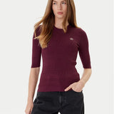 T-shirt de Malha Canelada Bordeaux | TWINSET